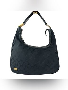 Gucci Horse bit hobo GG Canvas Black